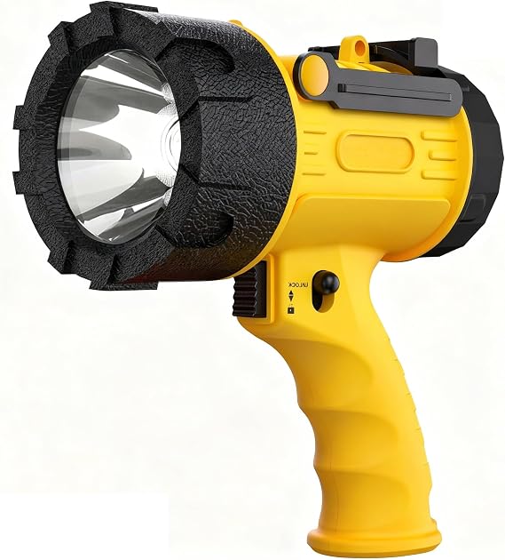 Rechargeable Spotlight Flashlight 2000,000 Lumen LED IP67 Waterproof | 12 Hours Long Running Spot Light, Impact Resistant Handheld Spotlight with Detachable Red Lens