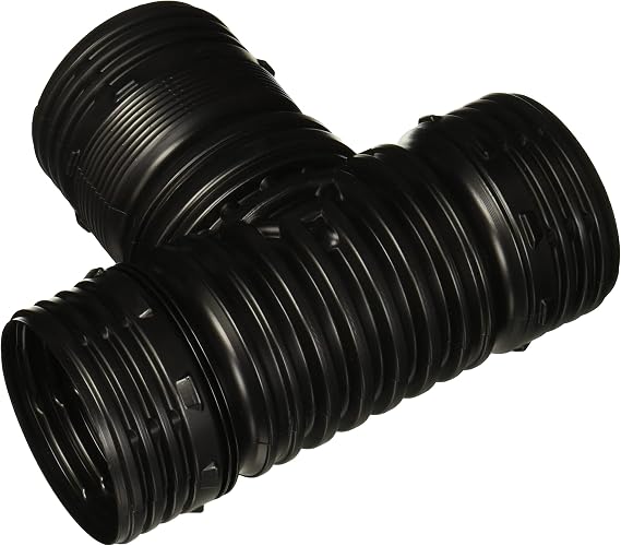Flex-Drain ADP53702 Flexible T / Y, Landscaping Drain Pipe Adapter, 4inch, Black