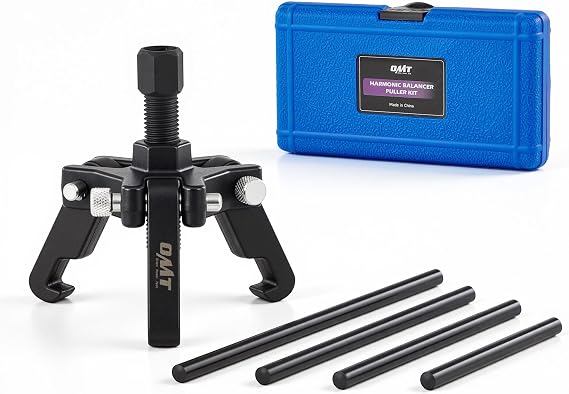 OMT Harmonic Balancer Puller Kit for Removing Harmonic Dampers & Balancers | Adjustable 3-Jaw Puller Pulley Puller Set Compatible with Chevy GM Chrysler Cadillac Ford, Black