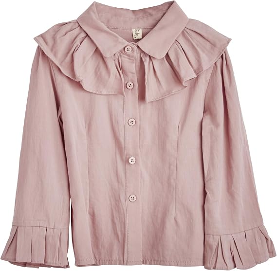 Girls Big Bell Sleeve Ruffle Top Button Down Blouse