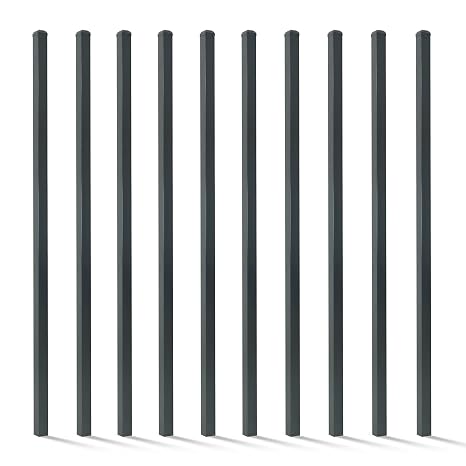 Fencer Wire Heavy Duty 6FT Outdoor Steel Fencing Border Post, 16 Gauge Anti-Rust Metal Fence Post, 2 Diameter Decorative Garden Fence Post, Pack of 10