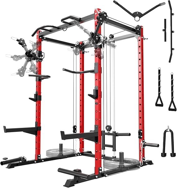 Eonfit E2 Power Cage, Multi-Function Power Rack with Cable Crossover System