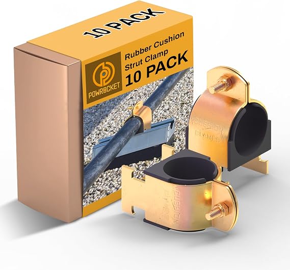 Rubber Cushion Strut Clamp 5/8" OD for Mounting Copper Piping,10 Pack Zinc-plated Pipe Strut Clamps for PEX Pipe,CVPC Tubing,Reduces Noise and Vibrations,Heat-Resistant Pipe Clamps