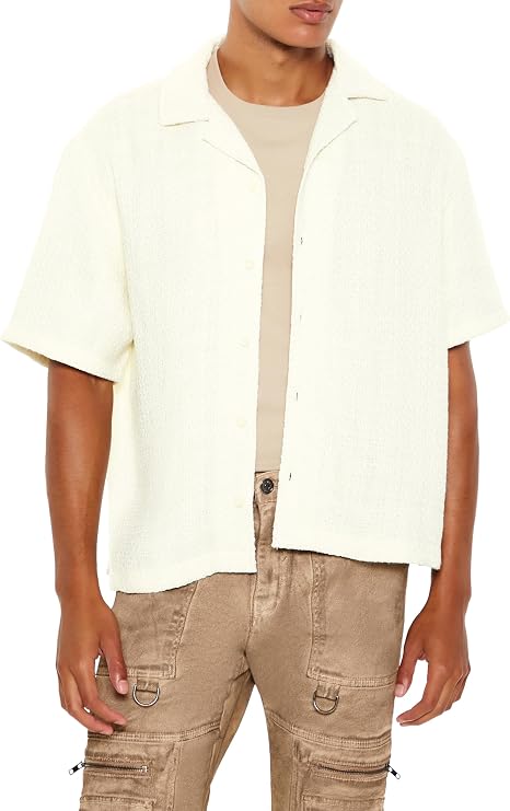 Forever 21 Men's Boxy Cropped Boucle Shirt