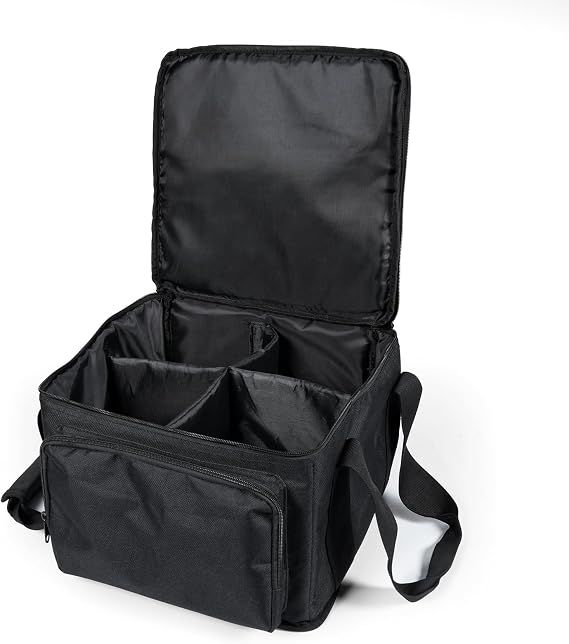 HOLDLAMP Stage Lights Bag - Fits 4 Par Lights, Uplights Carrying Case with Inner Divider and Accessory Pockets, Black