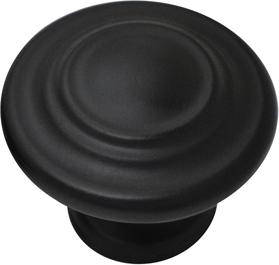 Silverline K2003-BLAE Cabinet Hardware Knob 10 Pack 1-3/8 inch x 22H (mm) Black