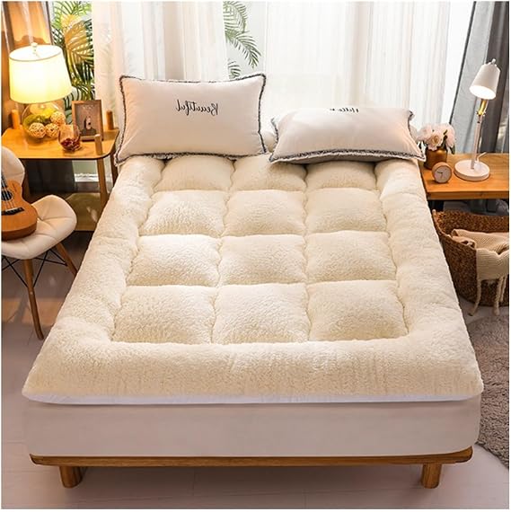 Memory Foam Mattress, Japanese Home Soft Cushion Floor Mattress, Plush Floor Mattress, Foldable Bed Roll Up Camping Mattress(White,100 * 200cm)
