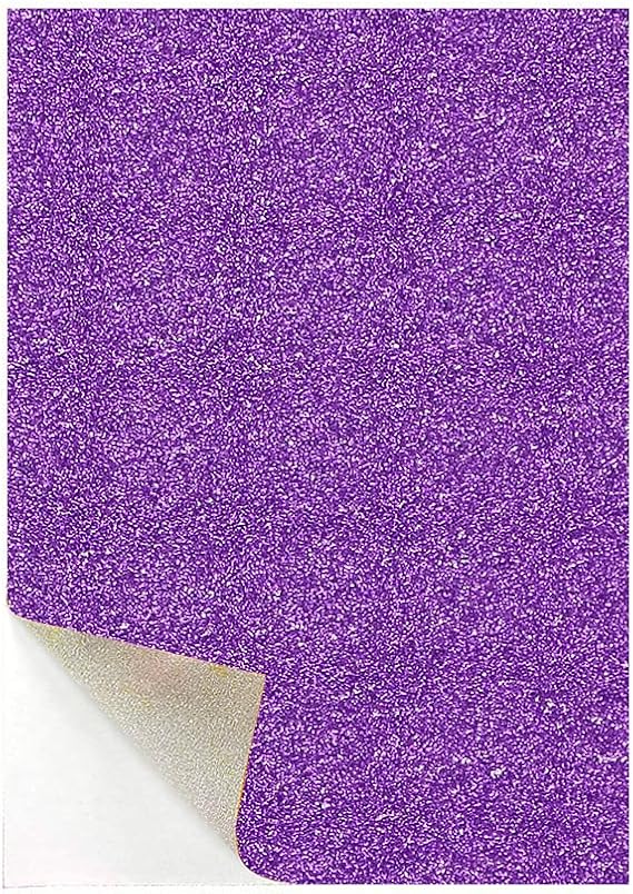 20 Sheets of Self-Adhesive Sparkle Shinny Craft Sheets Rainbow Sparkly Glitter Cardstock Paper in A4 Size for DIY Craft Projects Card Making Party Decoration(Purple)