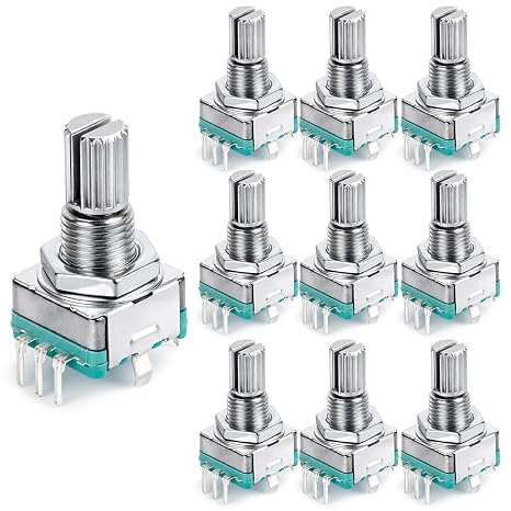 EC11 Rotary Encoder 15mm Plum Shaft, DC5V with Push Switch, 360 Endless Incremental Encoder for Audio DIY PCB Mount, 10Pcs
