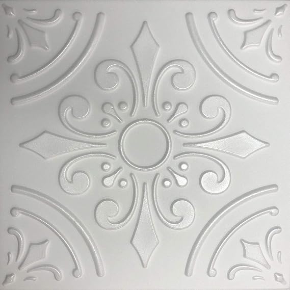White Styrofoam Decorative Ceiling Tile Harmony (Package of 8 Ceiling Tiles)