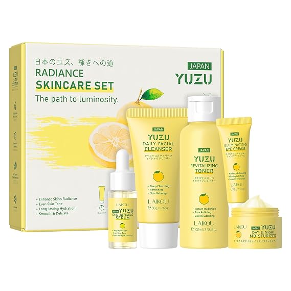 LAIKOU YUZU Skin Care, Skin Care Set, Beginner Kit, TSA-friendly 5pcs