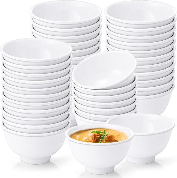 Tioncy 50 Pcs Soup Bowls Unbreakable Cereal Salad, 10 oz, White