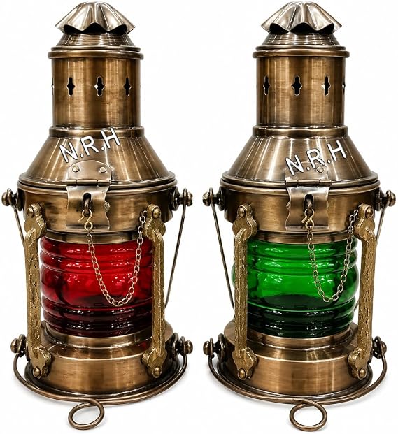 Nautical Antique Lantern Oil Lamp /Decorative Hanging Lantern /Marine Ship Lamp /Maritime Collectible Home Decor Set of 2