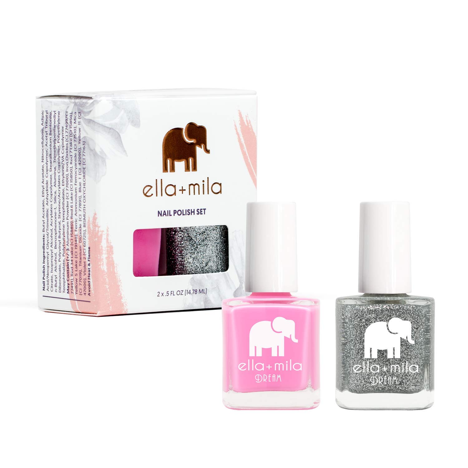 ellamila 2-Pack Pinkterest Ice Set - Quick Dry Nail Polish Set of 2-17-Free & Chip Resistant Regular Nail Polish Sets - Nail Lacquer Set with On Thin Ice .45 Fl. Oz. & Pinkterest .45 Fl. Oz.