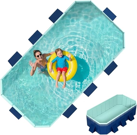Non-Inflatable Foldable Swimming Pool,Above Ground Hard Plastic Shell Pool for Kids and Adults,Dog Pet Bath Pool,Outdoor Pool for Backyard and Garden(65.35" 42.13" 17.72")