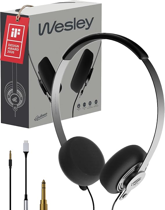 Gadhouse Wesley Retro Headphones with USB-C and 3.5mm Connectivity - Vintage Walkman Style Headphones with 40mm Drivers, Inline Microphone Control and Lightweight 105g Design for Music and Calls
