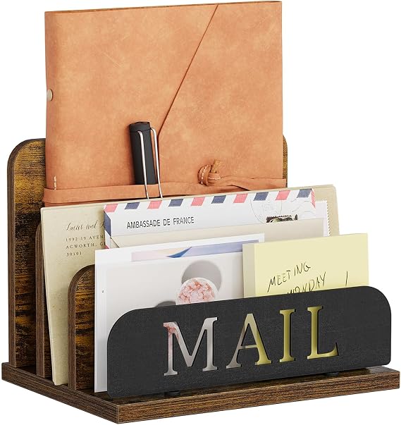 YINMIT Mail Organizer Countertop, Mail Holder with 3-Slot, Desktop Mail Sorter, Mail Organizer for Desk, Letter Sorter File Holder, Office Desk Organizers and Accessories