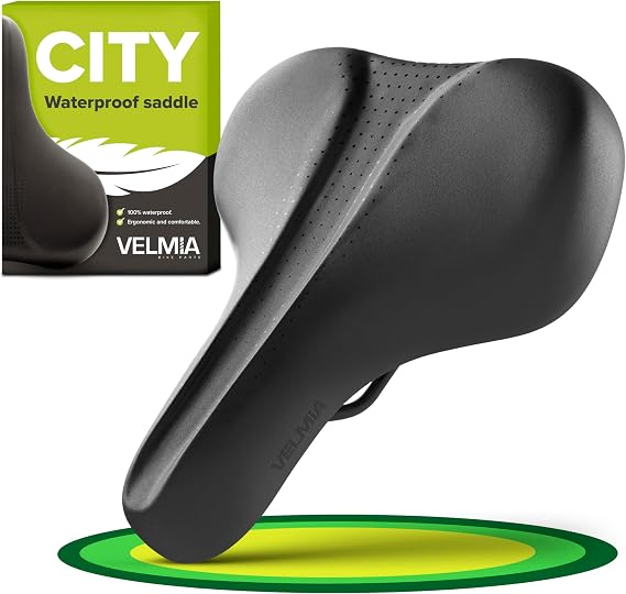 VELMIA Bike Seat 100% Waterproof I Bicycle Seat with Ergonomic Design - Bike Seats for Men and Women - Perfect for Trek Bikes & Peloton I Mountain Bike seat, Bike Saddle