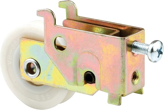Slide-Co 131897 Sliding Door Roller Assembly, 1-1/2 In. Plastic Wheel, Steel Ball Bearings, Grooved Edge, for Highlight Doors (Single Pack)