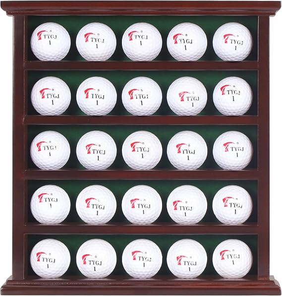 DisplayGifts Golf Ball Display Case Wall Rack Cabinet, NO Door, GB25 (Mahogany)
