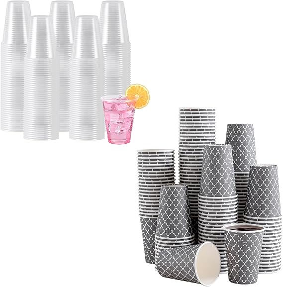 Lamosi 500 Pack 7 oz Plastic Cups and Coffee Cups 12 oz 180 Pack