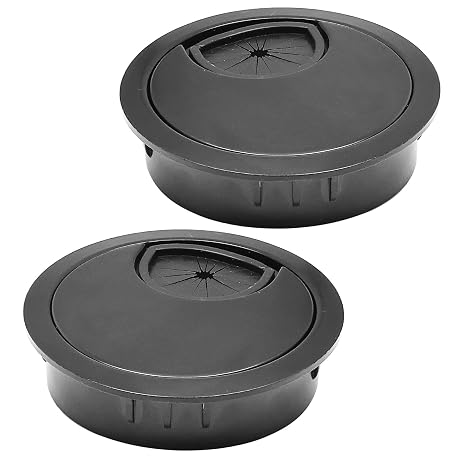 Desk Grommet 2-1/16" (53 mm), 2 Pcs Flat Black Desk Cord Hole Cover