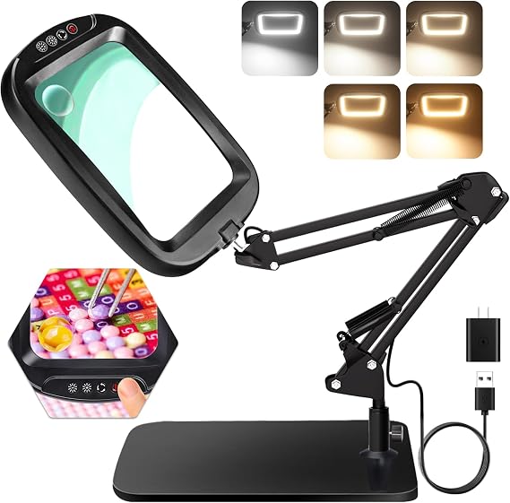 10X 30X Extra Large Magnifying Glass with Light and Stand 7-inch