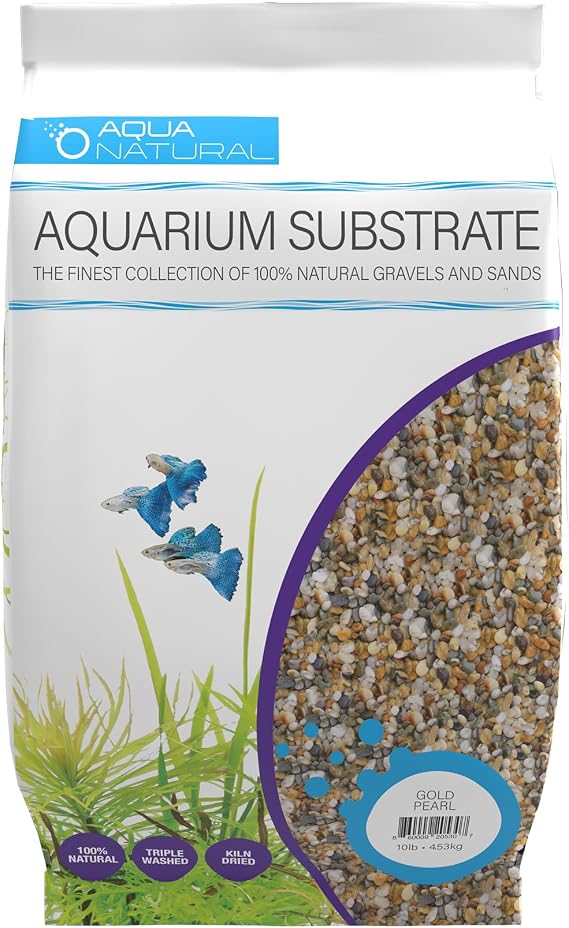 Aqua Natural Aquarium Substrate, Gold Pearl Gravel, 10lb | For Aquariums, For Terrariums, For Vivariums