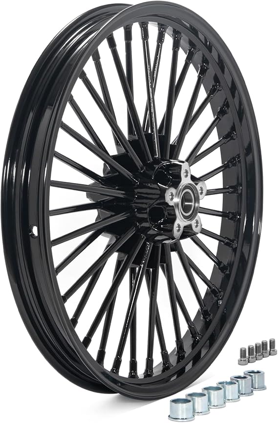 TOFR 21x2.15 Fat Spoke Front Wheel Black For Harley Softail Choppers