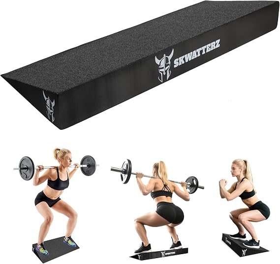 Slant Board Squat Wedge Boards For Exercise - ATG Workout Wedge With Anti Slip Sandgrip Layer Already Mounted - Calf Raise Block & Bulgarian Split Stand Squats wedges Incline - Heel Elevated Blocks