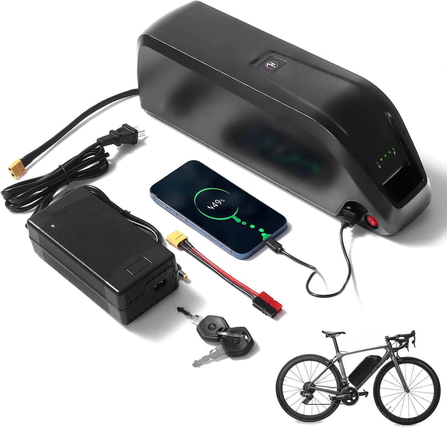 36V Electric Bike Battery 20Ah Ebike Lithium Battery for 250-1080W Electric Bicycles or Other Motor,with 3A Charger, XT60 Connector and 30A BMS
