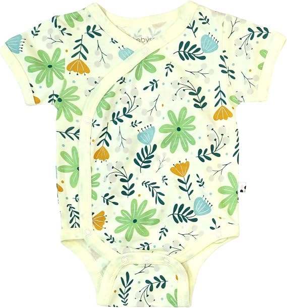 Babysoy Newborn Baby Short Sleeve Kimono Warp Around Onesie Bodysuit