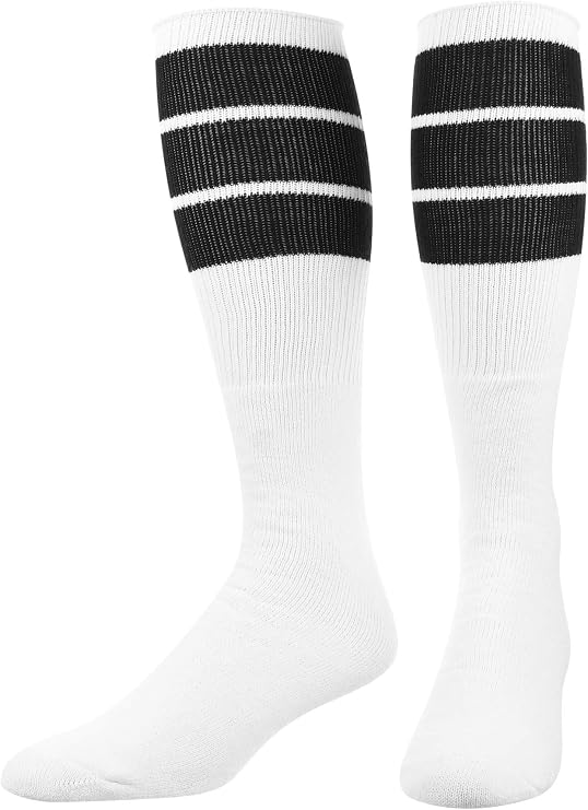 TCK Retro Tube Socks with Stripes for Men & Women - 3 Stripe, 70's 80's Deadlift Socks