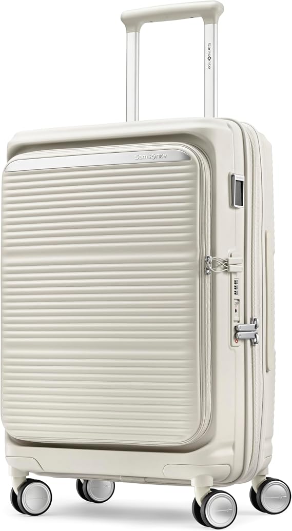 Samsonite Paralux Carry-On Luggage - Innovative Design - Quick Access Front Pocket - Dual Suspension Wheel Technology - TSA Lock - Expandable - Includes Removable Packing Cubes - Stone Grey