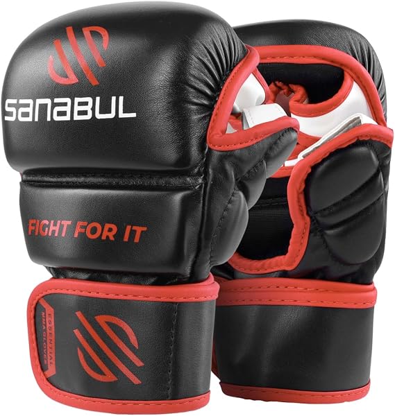 Sanabul Essential 7oz MMA Gloves for Men & Women, Hybrid MMA Martial Arts, Sparring Grappling Training, Padded Kick Boxing Gloves