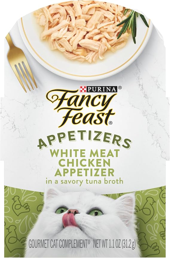 Purina Fancy Feast Appetizers Chicken in Tuna Broth Topper, 10 Ct, 1.1 oz