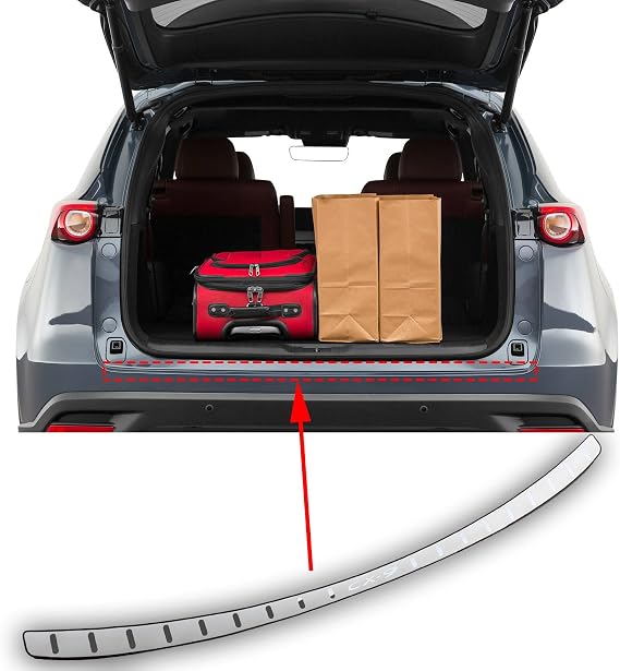 Fit for Mazda CX-9 2017-2023 Soft Stainless Steel Car Trunk Sill Trim Plates Rear Bumper Protector Accessories, Auto Parts Tailgate Back Door Cover Scuff Plate Strip Guard Protection