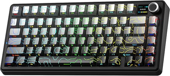 Aula F75 Max Mekanik RGB TKL Reaper Switch Kablosuz Makrolu Hot Swap Klavye Desenli Siyah