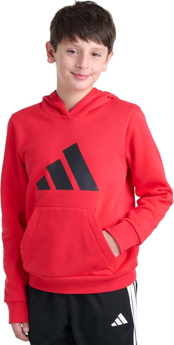 adidas Boys Long Sleeve Essential Big Logo Fleece Pullover Hoodie