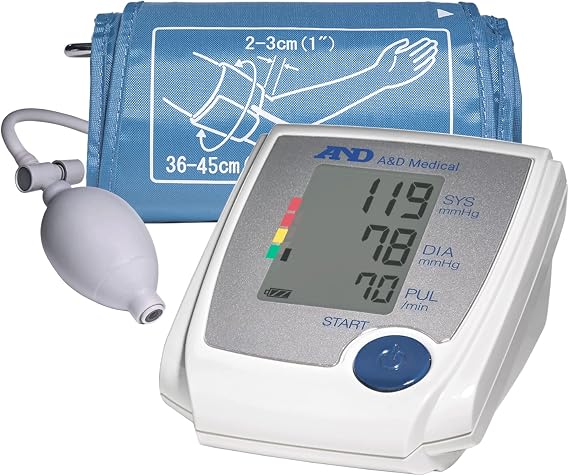 LifeSource Manual Inflation Upper Arm Blood Pressure Monitor with Automatic Digital Reading, Large Cuff (UA-705VL)
