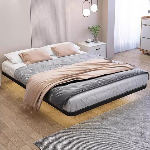 Metal Platform Floating Bed Frame, Modern Farmhouse Bed, No Box Spring Needed, Easy Assembly(180x200cm)