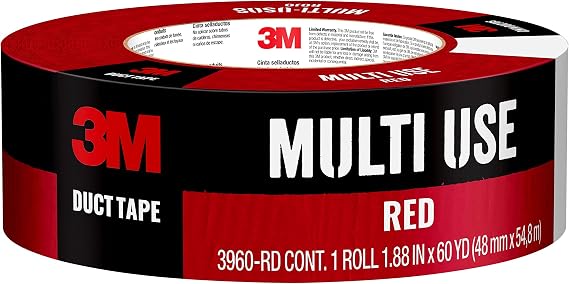 Scotch Painter's Tape 3M Multi-Use Colored Duct Tape Red, 1.88 inches by 60 Yards, 3960-RD, 1 roll