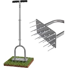 Walensee Four-Row Spike Lawn Aerator,Manual Heavy-Duty Steel Aerator Lawn Tool with 20 Sharp Spikes,Ideal for Small Yards,Lawn Edges,Spot Seeding & Soil Prep,Bare Spots Repair,Gardening Aeration Tool