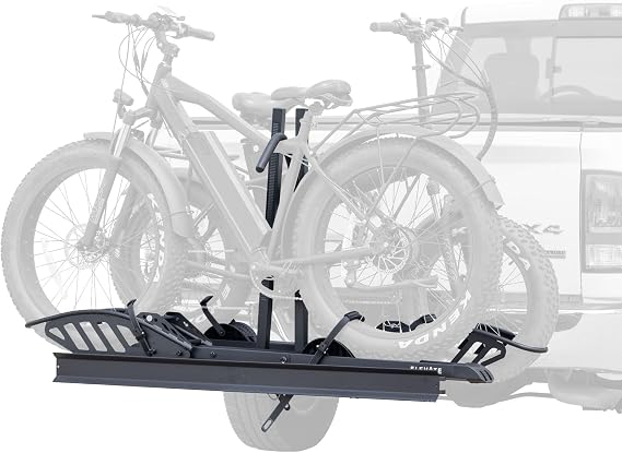 Bike Rack with Ramp, 2 Ebikes, Fat Tire Bikes, 200 lb, Elevate Outdoor | Hitch-mounted, Class III/IV, 2" receiver