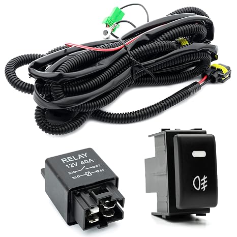 H11 H8 880 Fog Light Wiring Harness for 2005-2009 Ni'ssan Frontier Xterra Titan Altima Maxima w/OEM Style ON/Off Switch Kit & 40A Relay Fog Lamps Socket Wire Connector for LED Fog Driving Lights