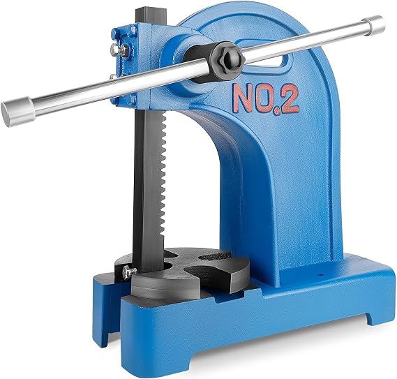 Arbor Press, 2 Ton Manual Arbor Press, 8.5" Maximum Height, 57 lbs Weight Cast Iron Heavy-duty Manual Desktop Arbor Press, Hand Press for Riveting, Punching, Bending(Blue) (Blue, 2 Ton (Blue))