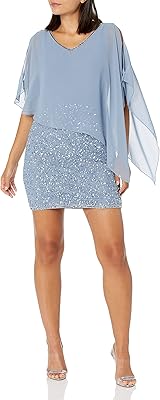 J Kara Womens Petite Caplet Short Cocktail Beaded Dress