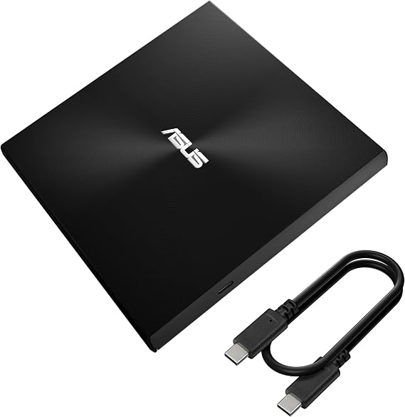 ASUS ZenDrive U3M - Ultra-Slim External DVD Writer, USB 3.2 Gen2x1 Type-C Interface, Compatible with Windows 11 and macOS, M-DISC Support, Comprehensive Backup Solutions Included,