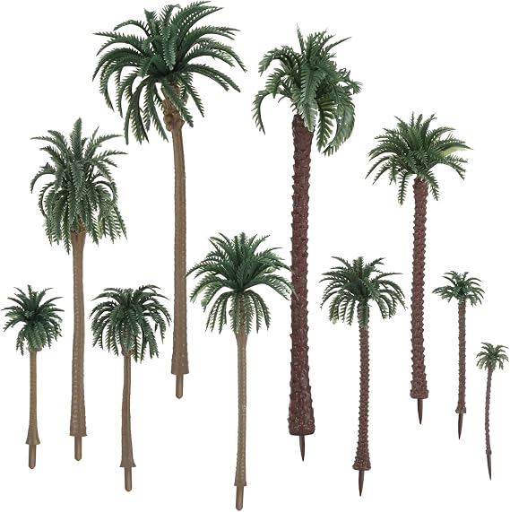 Yetaha 48 PCS Model Trees Model Coconut Palm Tree, Scenery Model Plastic Palm Tree Miniature Landscape Scenery Diorama Model Tree for Cake Decorations Aquarium Plants Outdoor Home Garden Decor