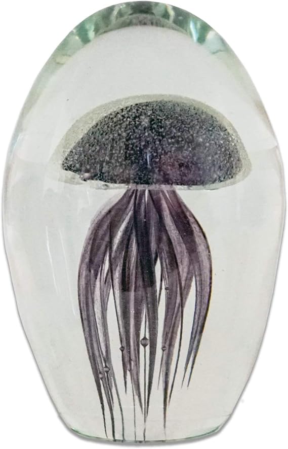 HALF OFF PONDS - 3 inch Deep Purple Glass Jellyfish Paperweight, Glow In The Dark
